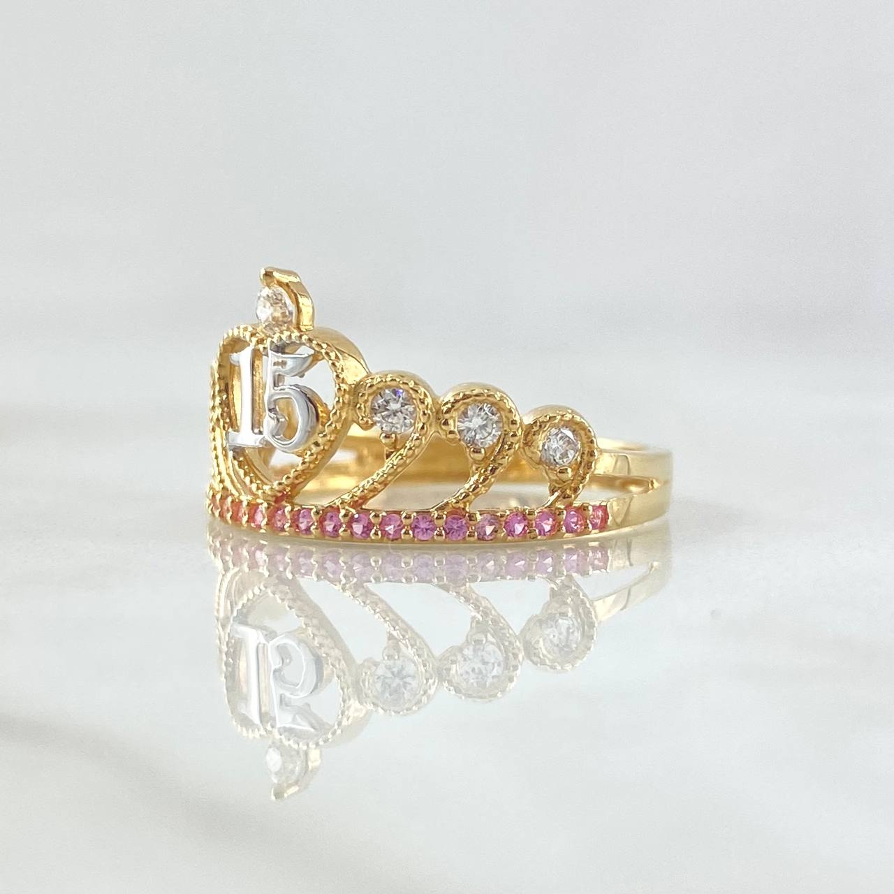 Crown Ring 15's 2.15g / T6 1/2 Two-Tone Yellow White Gold 18K