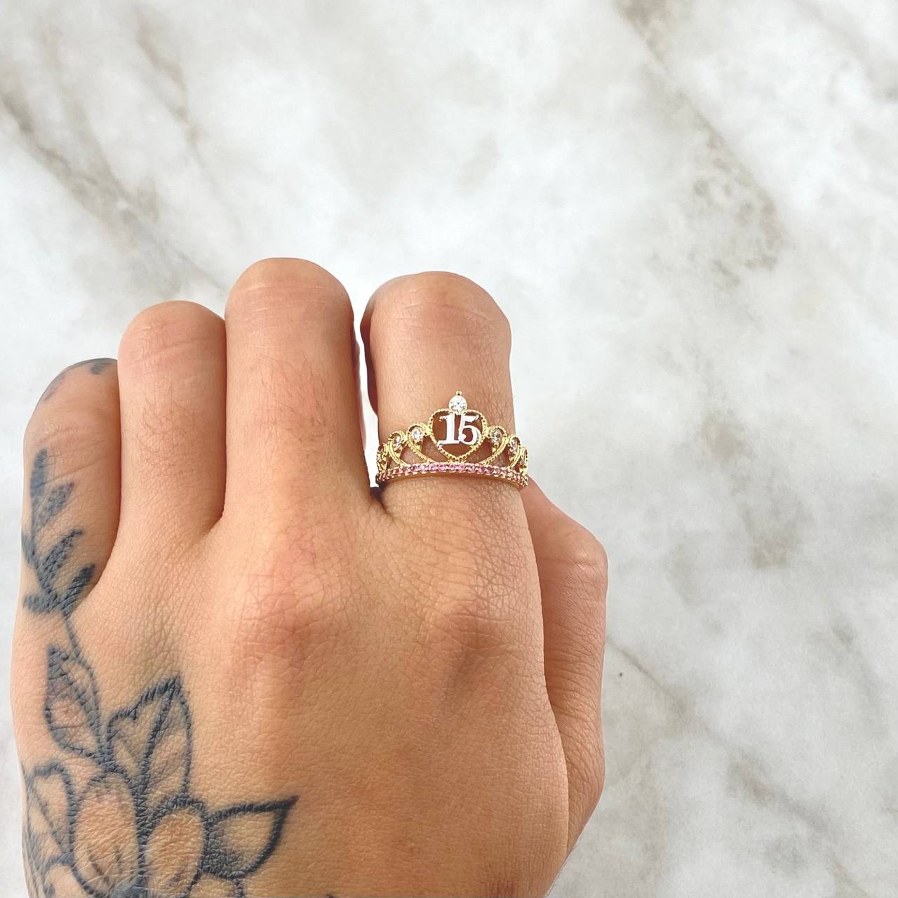 Crown Ring 15's 2.15g / T6 1/2 Two-Tone Yellow White Gold 18K