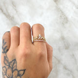 Ring 15s Peacock Crown 2.3gr / T6 1/4 / White Lilac Zircons Two Yellow White Gold 18K