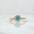 Ring Solitaire Halo Heart 1.7gr / T5 / White Sky Blue Zircons 18K Yellow Gold
