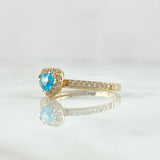 Ring Solitaire Halo Heart 1.7gr / T5 / White Sky Blue Zircons 18K Yellow Gold