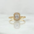 Anillo Solitario Rectangular 2.55gr / T6 3/4 / Circones Blancos Oro Amarillo 18K