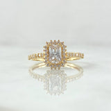 Anillo Solitario Rectangular 2.55gr / T6 3/4 / Circones Blancos Oro Amarillo 18K