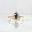 Solitaire Ring Solitaire 2.15gr / Size 7 1/4 / White Zircons Royal Blue 18K Yellow Gold