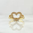 Trapped Hearts Ring 3.15gr / Size 6 1/4 / White Zircons 18K Yellow Gold