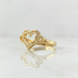 Trapped Hearts Ring 3.15gr / Size 6 1/4 / White Zircons 18K Yellow Gold