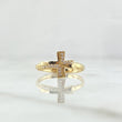 Anillo Crúz Interna 1.5gr / T5 1/4 / Circones Blancos Oro Amarillo 18K