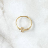 Anillo Crúz Interna 1.5gr / T5 1/4 / Circones Blancos Oro Amarillo 18K