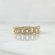 Partial Cuban Ring 2.35gr / Size 6 1/2 / White Zircons Two-tone 18K Yellow and White Gold