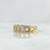 Partial Cuban Ring 2.35gr / Size 6 1/2 / White Zircons Two-tone 18K Yellow and White Gold