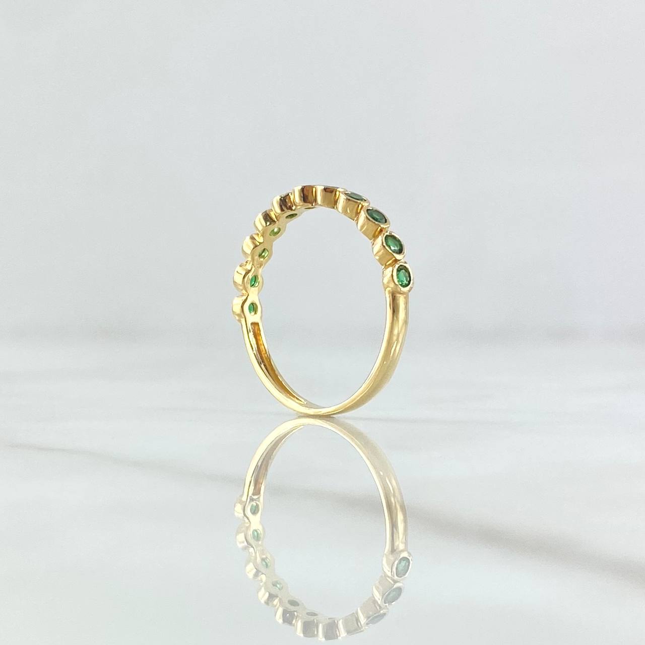 Anillo Ojos Burbujiantes 1.7gr / T7 / Circones Verdes Oro Amarillo 18K
