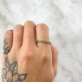Anillo Ojos Burbujiantes 1.7gr / T7 / Circones Verdes Oro Amarillo 18K