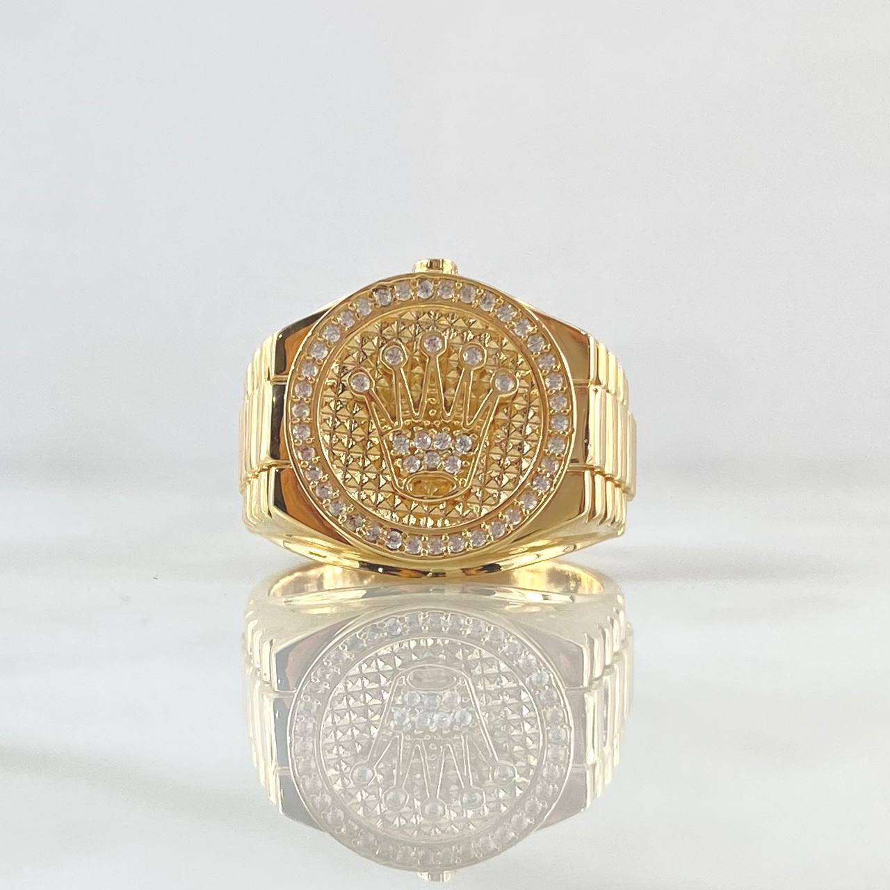 Ring Strap Crown RX Circle 9.5gr / T11 1/2 / White Zircons 18K Yellow Gold ©
