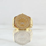 Ring Strap Crown RX Circle 9.5gr / T11 1/2 / White Zircons 18K Yellow Gold ©