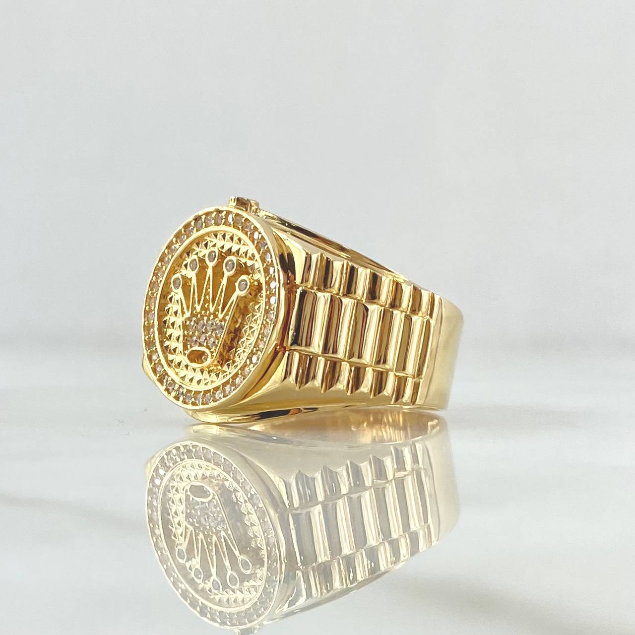 Ring Strap Crown RX Circle 9.5gr / T11 1/2 / White Zircons 18K Yellow Gold ©
