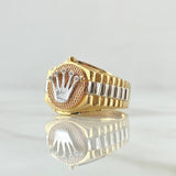Anillo Corona RX Correa 7.05gr / T10 / Texturizado Circones Blancos Tres Oros 18K ©
