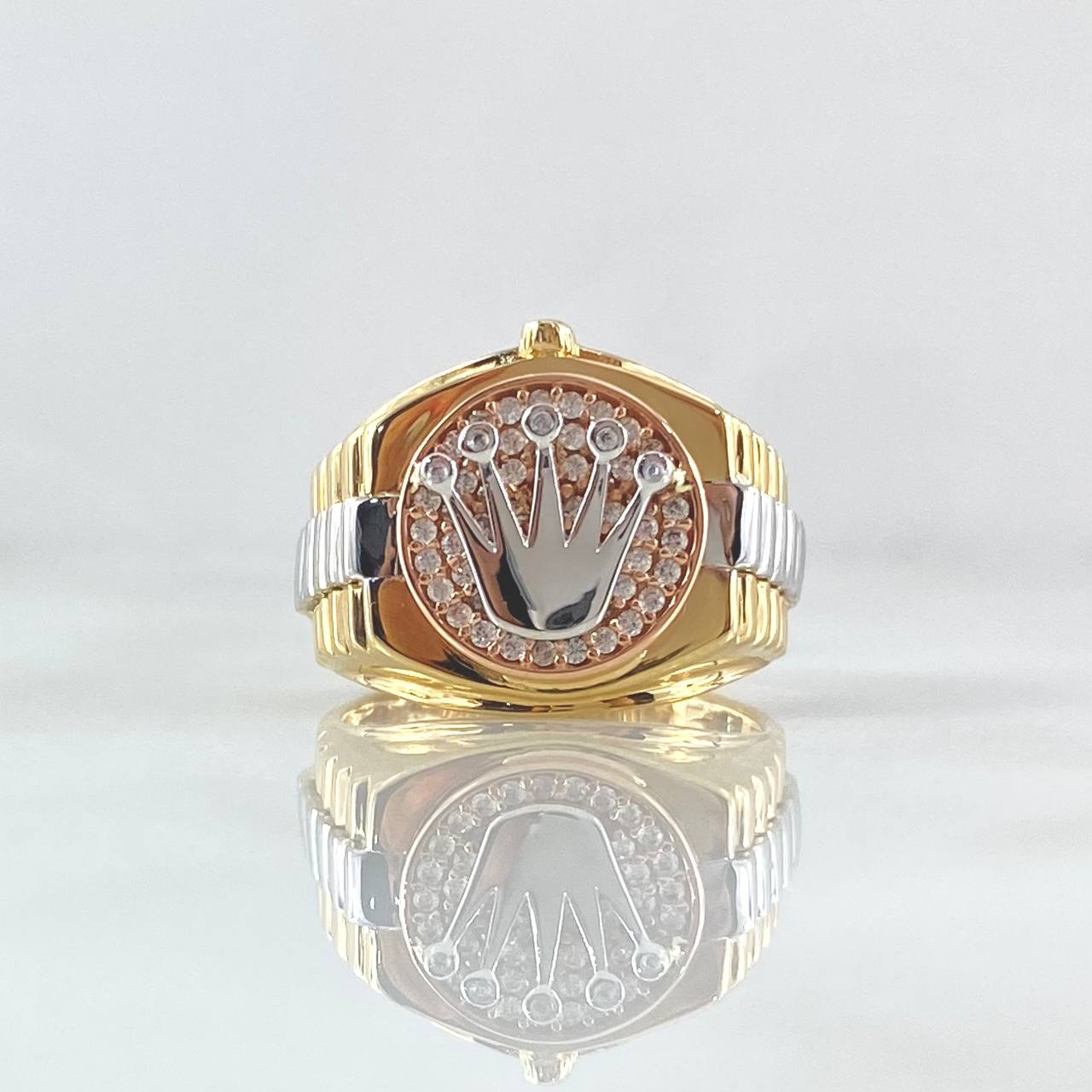 Crown Strap Ring RX 6.85gr / T11 / White Zircons Three 18K Gold *