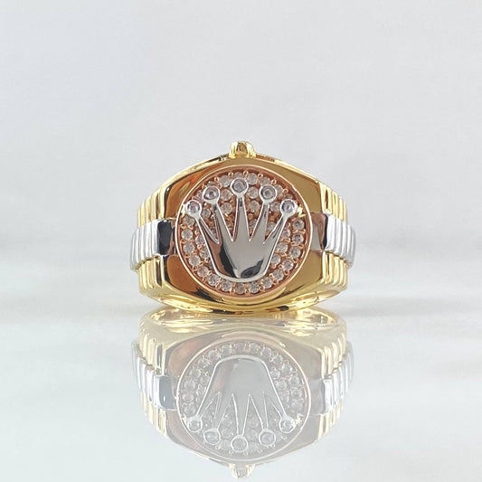 Anillo Correa Corona 10gr / T8 1/2 / Tres Oros 18K ©