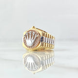 Ring Strap Crown RX 6.05gr / T6 1/2 / White Zircons Three 18K Golds ©