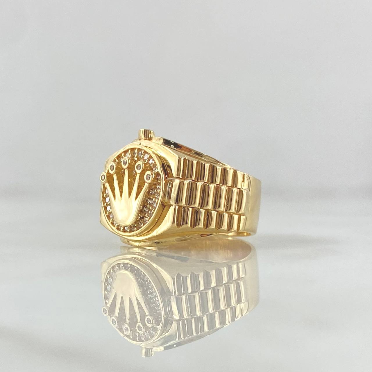 Ring Strap Crown RX 6.6gr / T6 3/4 / White Zircons 18K Yellow Gold ©