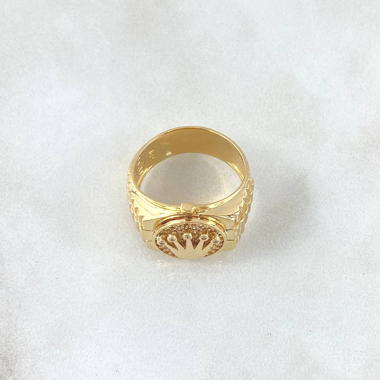Ring Strap Crown RX 6.6gr / T6 3/4 / White Zircons 18K Yellow Gold ©