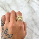 Ring Strap Crown RX 6.6gr / T6 3/4 / White Zircons 18K Yellow Gold ©