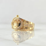 Anillo Sello Corona RX 7.45gr / T10 / Circones Blancos Oro Amarillo 18K ©
