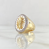 San Judas Filigree Ring 6.3gr / Size 5 1/2 / White Zircons Two-tone Yellow and White 18K Gold *