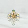 Anillo Corona Virgen Milagrosa 2.35gr / T7 1/4 / Circones Blancos Verdes Dos Oros Amarillo Blanco 18K *