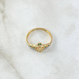 Anillo Corona Virgen Milagrosa 2.35gr / T7 1/4 / Circones Blancos Verdes Dos Oros Amarillo Blanco 18K *