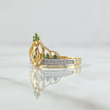 Anillo Corona Virgen Milagrosa 2.35gr / T7 1/4 / Circones Blancos Verdes Dos Oros Amarillo Blanco 18K *