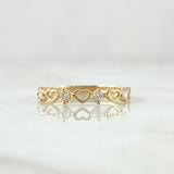 Anillo Corazones Intercalados 1gr / T6 / Circones Blancos Oro Amarillo 18K©