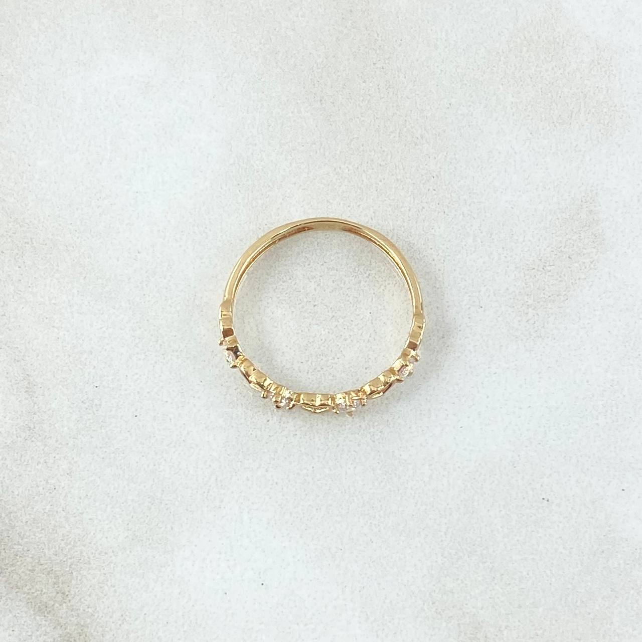 Anillo Corazones Intercalados 1gr / T4 3/4 / Circones Blancos Oro Amarillo 18K *