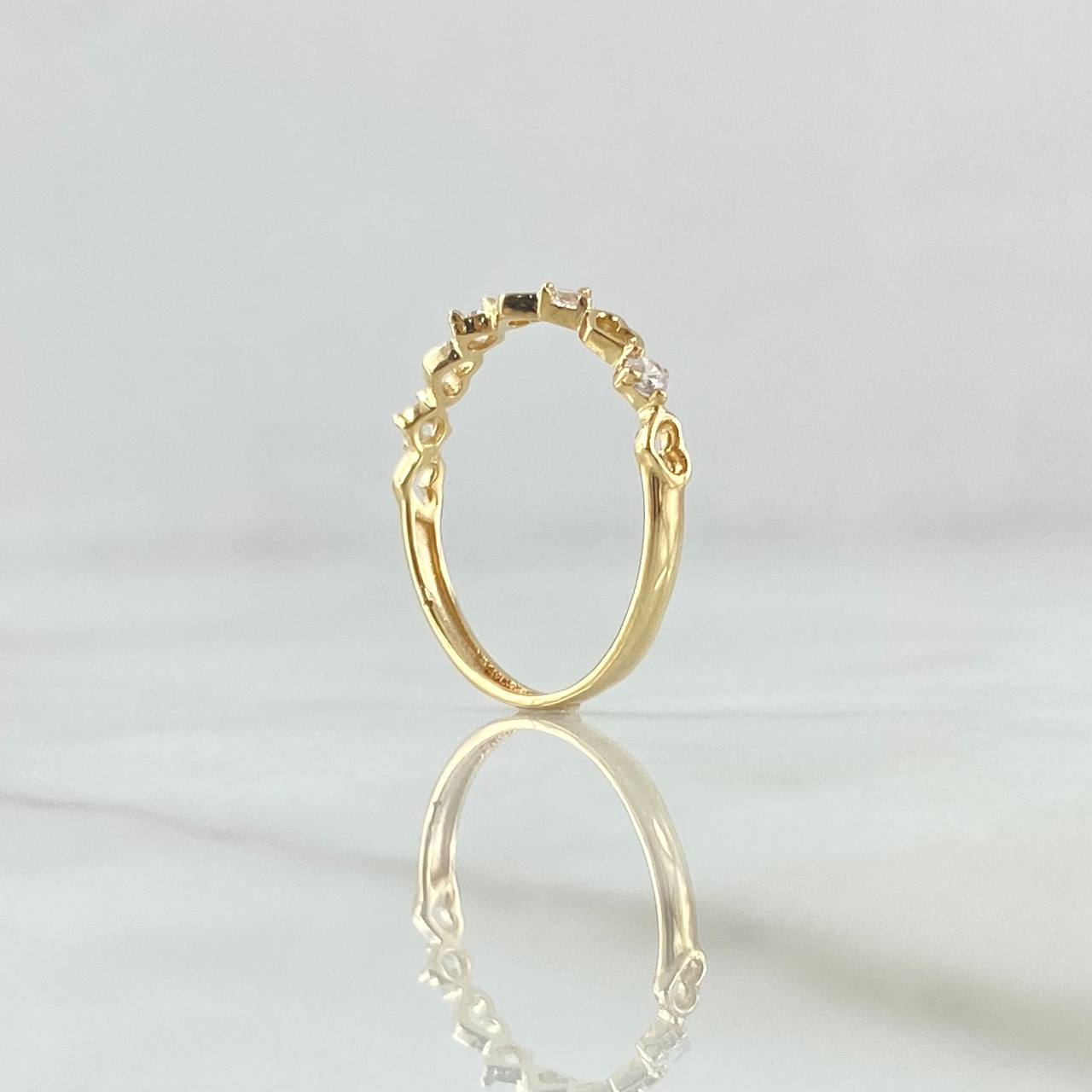 Anillo Corazones Intercalados 1gr / T6 / Circones Blancos Oro Amarillo 18K©