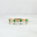 Interlaced Hearts Ring 1gr / Size 6 3/4 / Green Zircons 18K Yellow Gold *