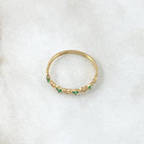 Interlaced Hearts Ring 1gr / Size 6 3/4 / Green Zircons 18K Yellow Gold *