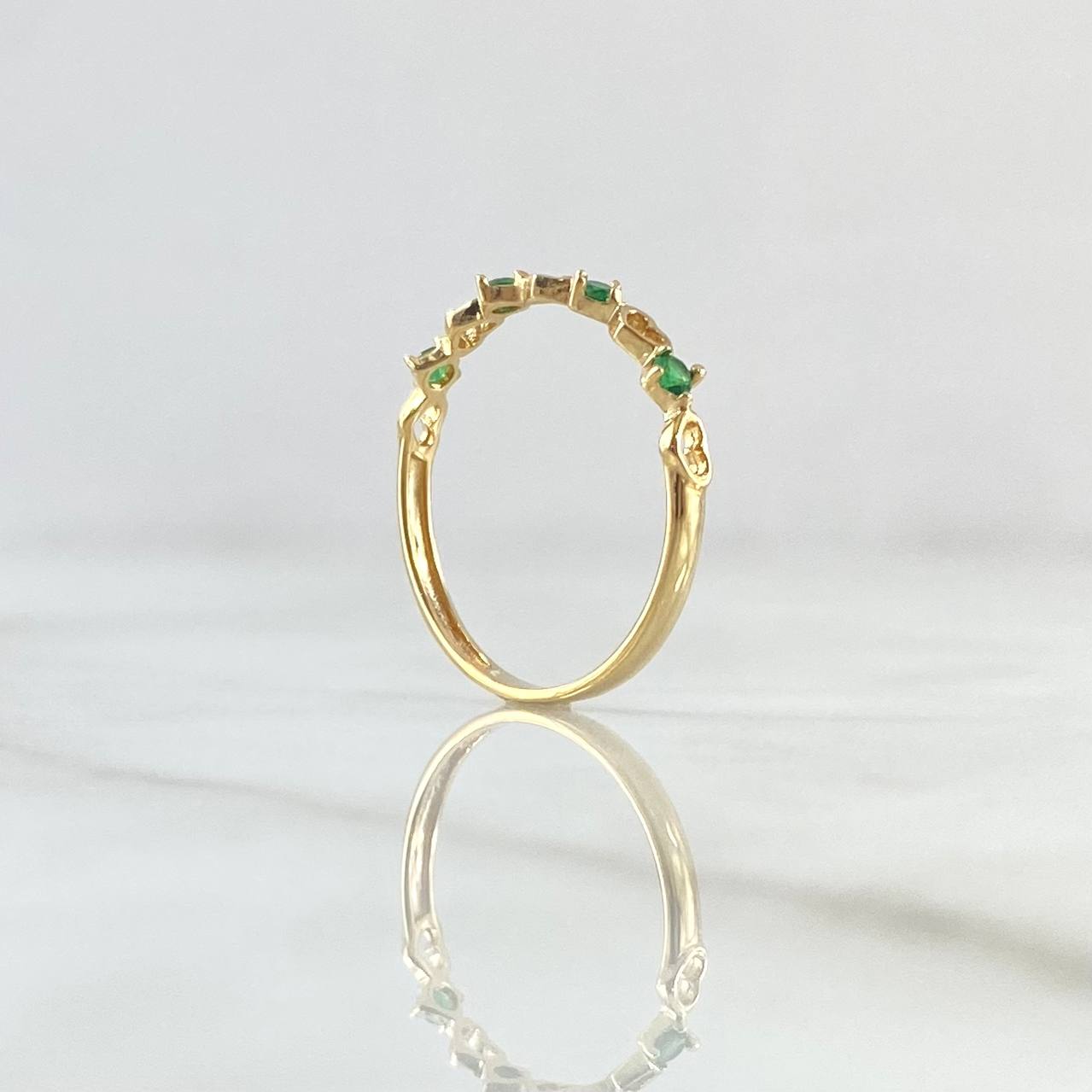 Interlaced Hearts Ring 1gr / Size 6 3/4 / Green Zircons 18K Yellow Gold *