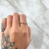 Interlaced Hearts Ring 1gr / Size 6 3/4 / Green Zircons 18K Yellow Gold *