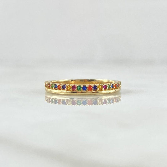 Partial Line Churumbela Ring 1.7gr / T5 1/4 / Multicolor Zircons 18K Yellow Gold *