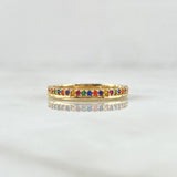 Partial Line Churumbela Ring 1.7gr / T5 1/4 / Multicolor Zircons 18K Yellow Gold *
