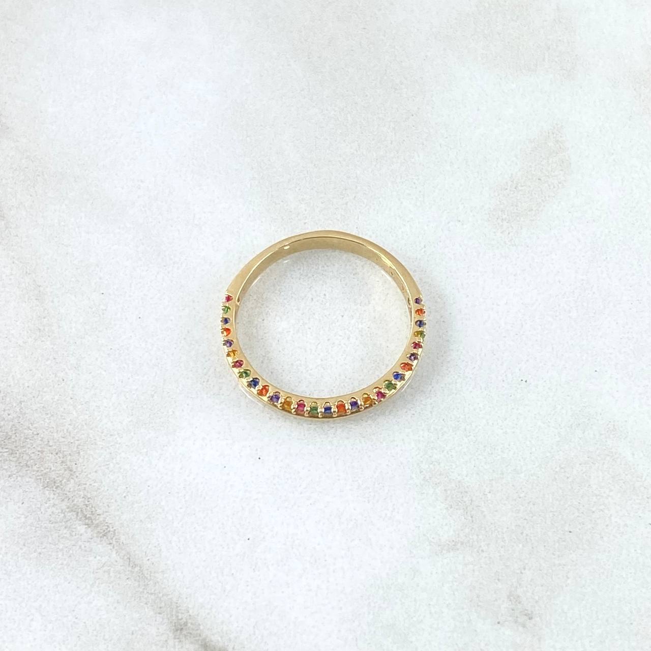 Partial Line Churumbela Ring 1.7gr / T5 1/4 / Multicolor Zircons 18K Yellow Gold *