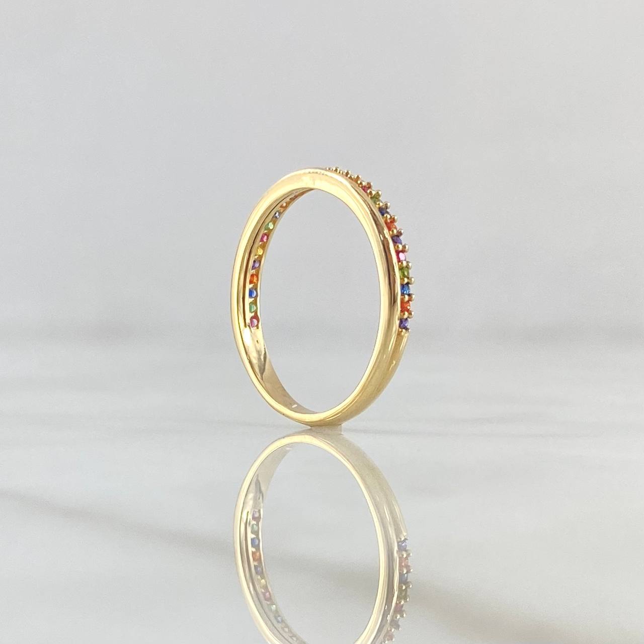 Partial Line Churumbela Ring 1.7gr / T5 1/4 / Multicolor Zircons 18K Yellow Gold *