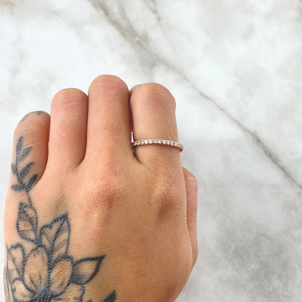Petit Churumbela Ring 1.7gr / Size 7 1/4 / White Zircons 18K Rose Gold *