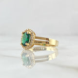 Ring Solitaire Oval Halo Dense 3.55gr / Size 7 3/4 / White Zircons Yellow Gold 18K