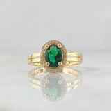 Ring Solitaire Oval Halo Dense 3.55gr / Size 7 3/4 / White Zircons Yellow Gold 18K