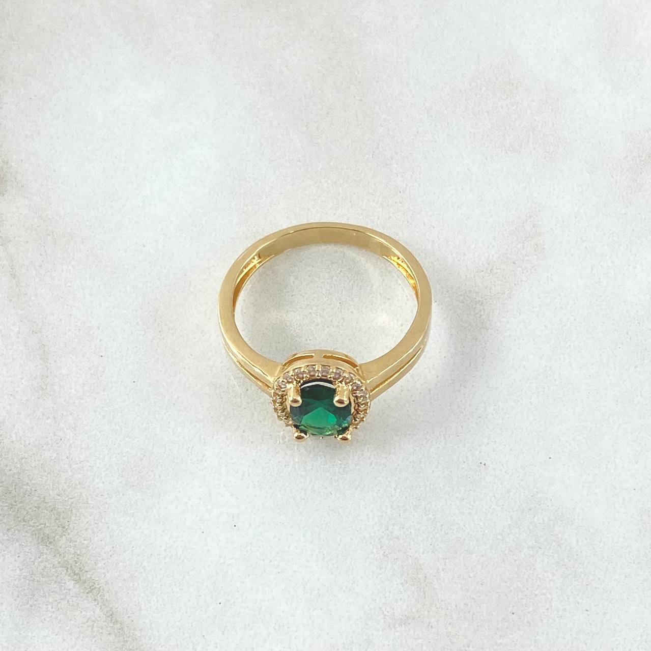 Ring Solitaire Oval Halo Dense 3.55gr / Size 7 3/4 / White Zircons Yellow Gold 18K