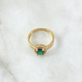 Ring Solitaire Oval Halo Dense 3.55gr / Size 7 3/4 / White Zircons Yellow Gold 18K
