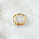 Anillo Cristo Puntos Rectos 3.6gr / T10 1/4 / Circones Blancos Tres Oros 18K