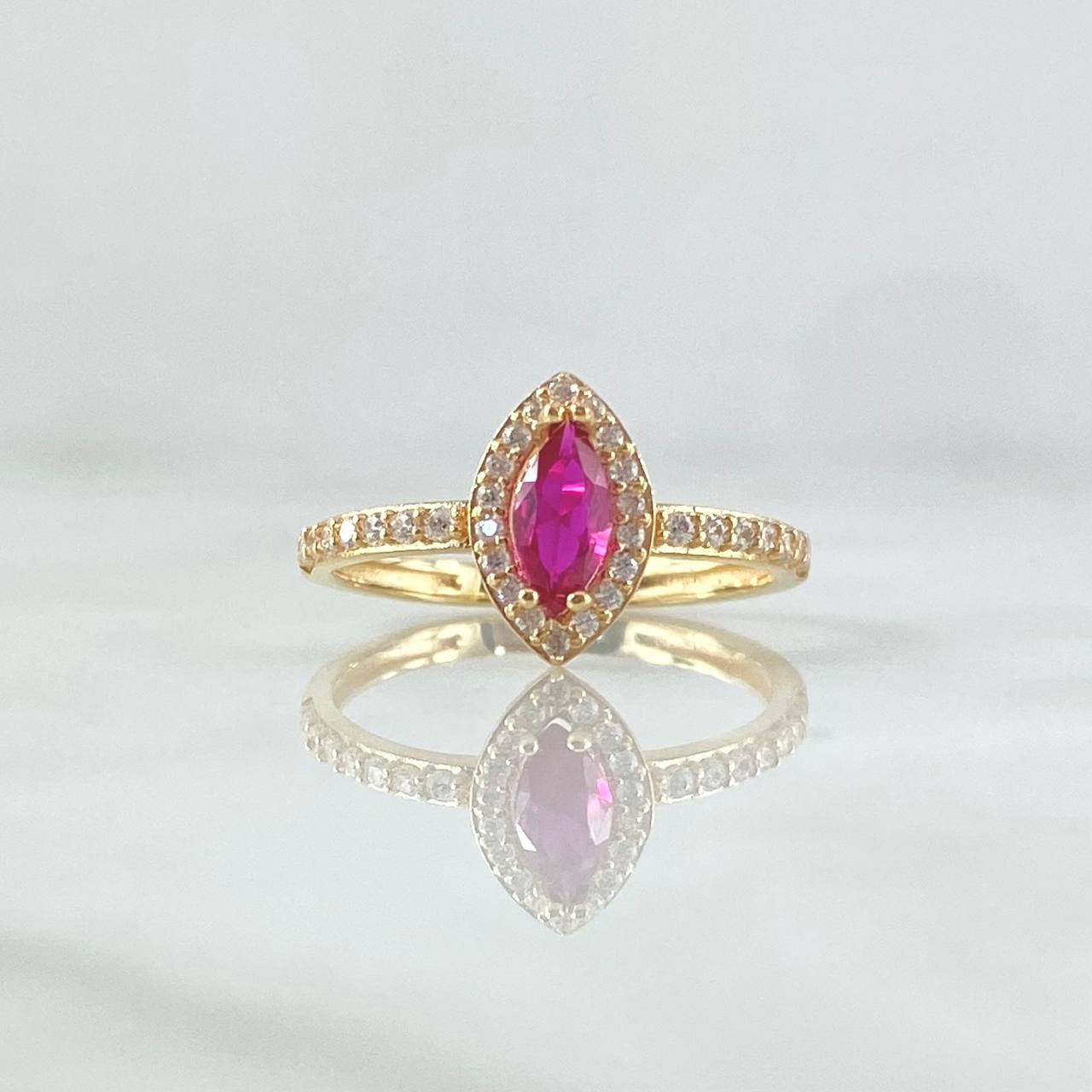 Marqueza Eye Ring 2.1gr / T6 1/2 / White Fuchsia Zircons 18K Yellow Gold