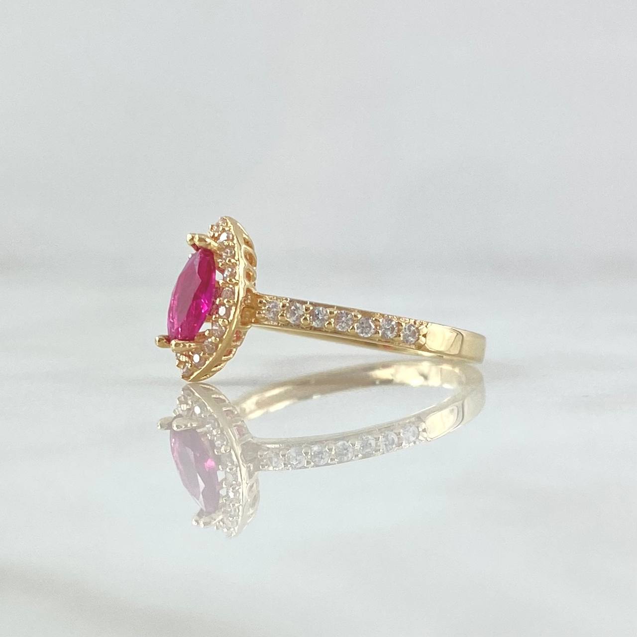Marqueza Eye Ring 2.1gr / T6 1/2 / White Fuchsia Zircons 18K Yellow Gold